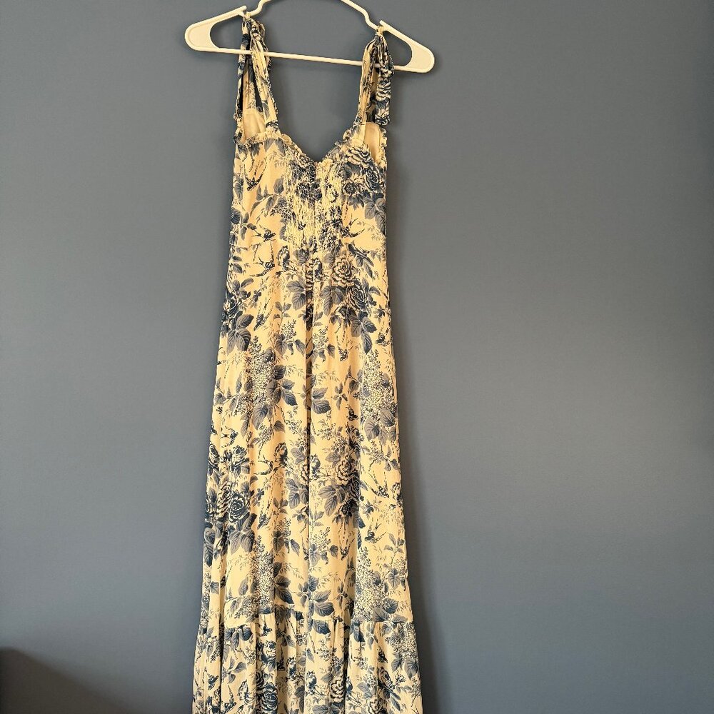 Reformation Women's White and Blue Dress